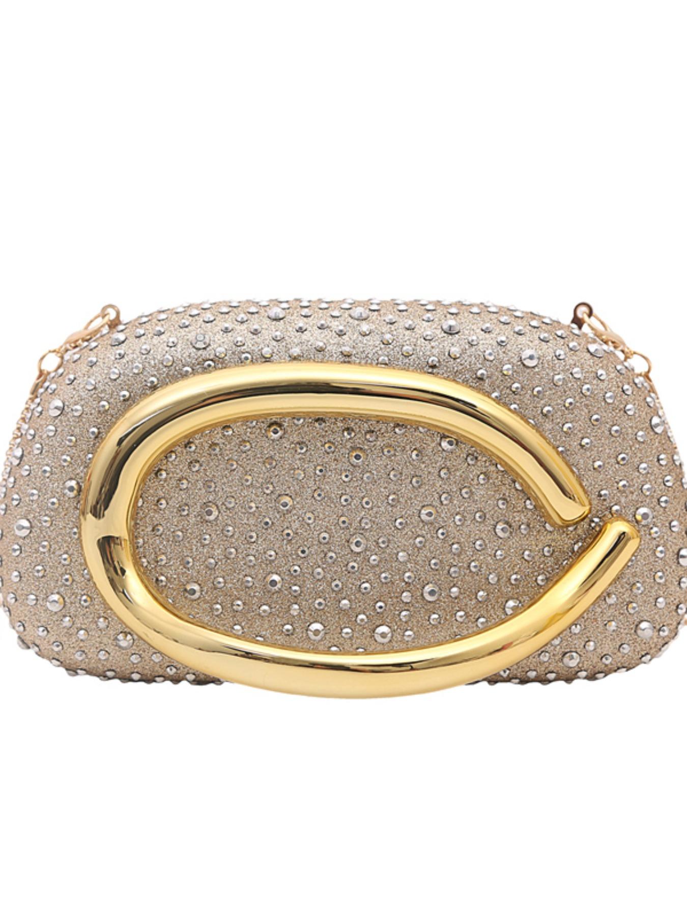 New Flashy Rhinestone Shoulder Bag, Crystal Decor Top, Spacious Interior, Chain, Y2K Style, Perfect for Parties, Nightclubs, Concerts