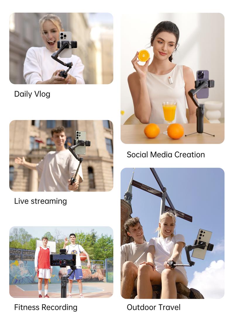 Hohem iSteady V3 New Gimbal Stabilizer for SmartiPhone, 3-Axis Phone Gimbal, Magnetic AI Tracker, Built-in Extendable Rod & Tripod, Detachable Remote Control,selfiestick,Phone Accessories,Suitable for Android & iPhone 17 series, Travel, Vlog, TikTok