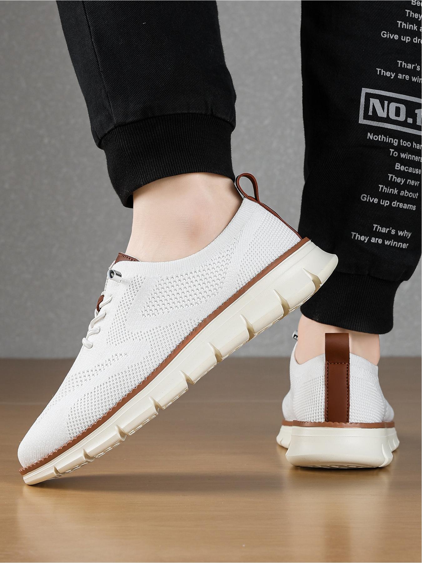 Men's Black Flyknit Mesh Breathable Platform Casual Shoes: Lightweight Soft-Sole + Anti-Slip Wear-Resistant, Daily Commute Versatile Shoes