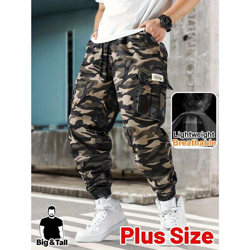 Plus Size Men's Vintage Camouflage Cargo Pants – Heavy-Duty Outdoor Trousers, Functional Multi-Pocket Design, Premium Lightweight & Breathable Fabric, Regular Tapered Fit, Perfect for Hunting, Daily Casual Wear and All Outdoor Adventures