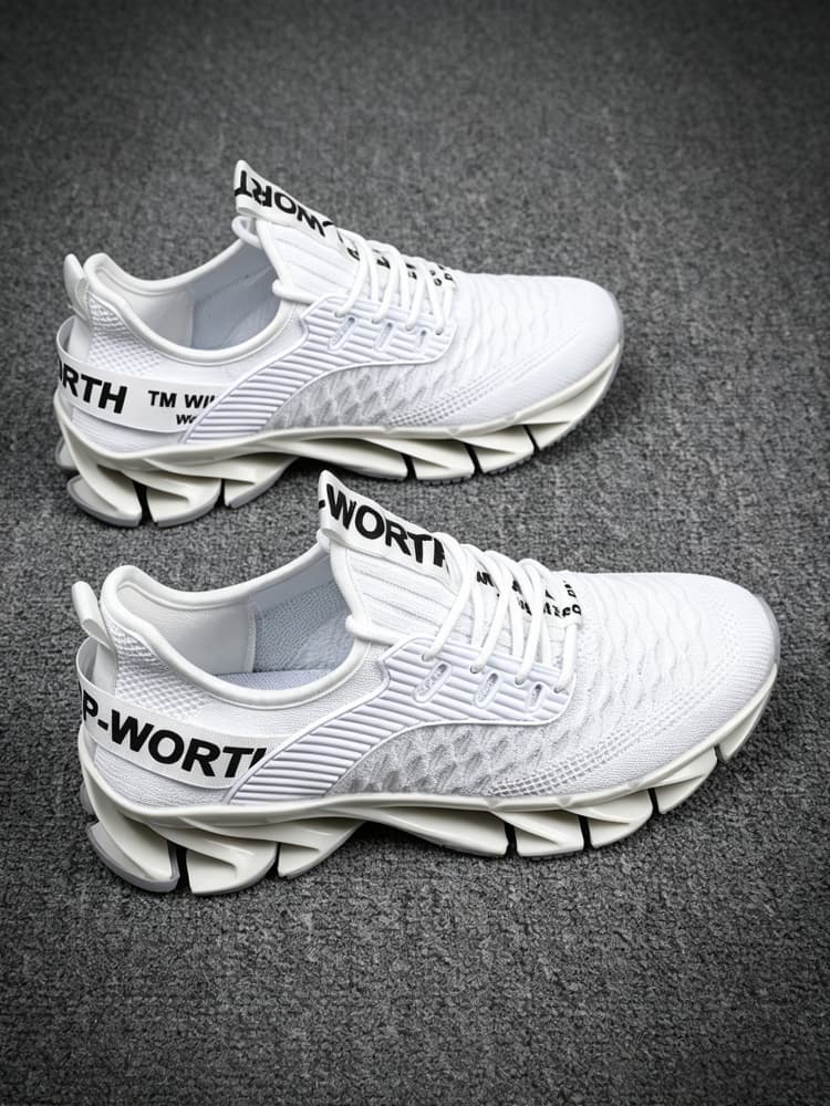 Men's trendy blade Athletic jogging shoes one-piece knit breathable mesh soft sole versatile for commute jogging