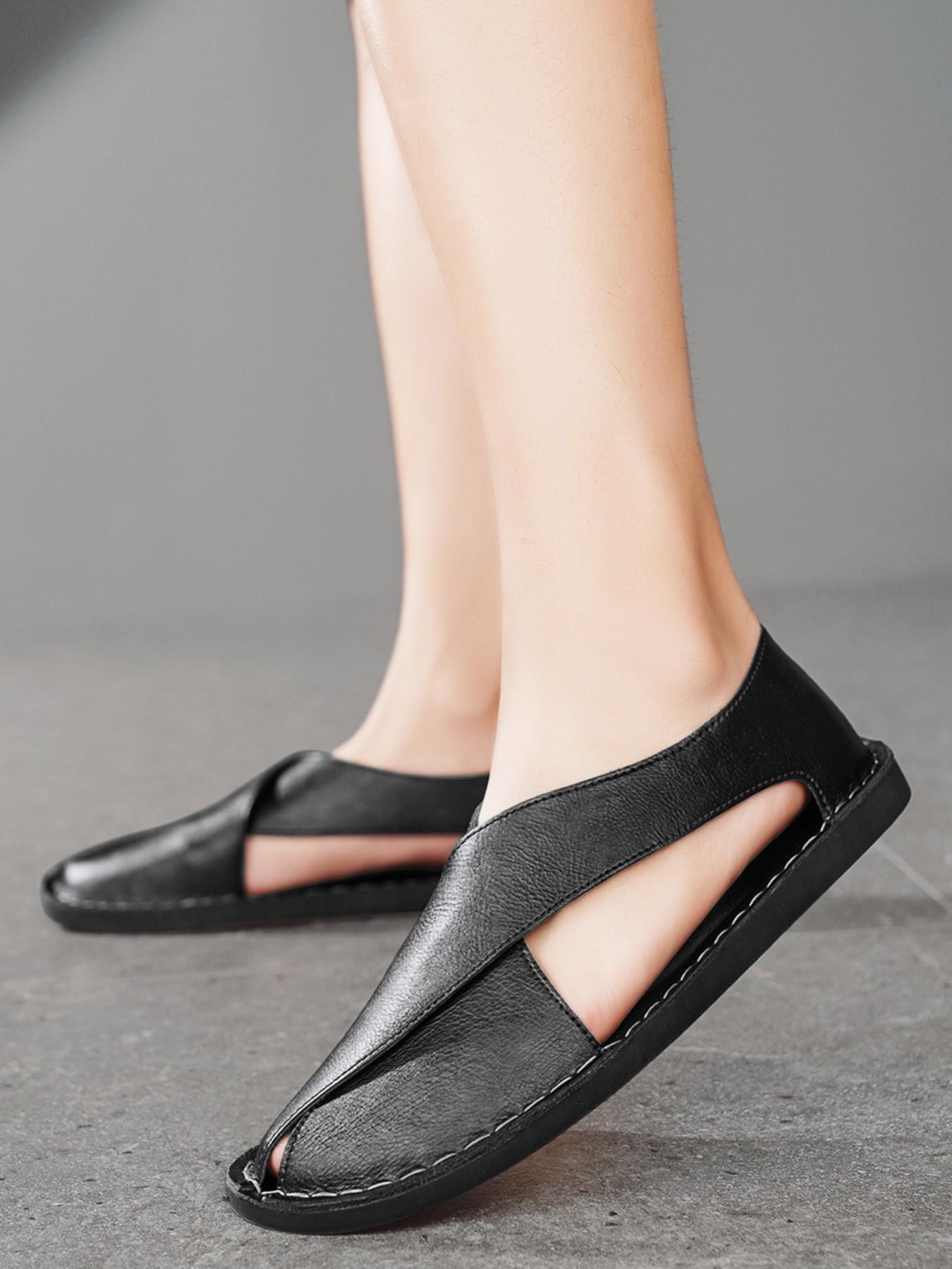 Men's Casual Sandals, Fashion Hollow Out Beach Shoes, Soft Sole, Handmade, Comfortable Footwear, Ideal for Daily Wear and Outdoor Activities