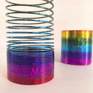 Shiny Star Rainbow Spiral Ring Toy, High Safety Thick Plastic Material, Stress Relief Hand Activity for Kids Teens Adults