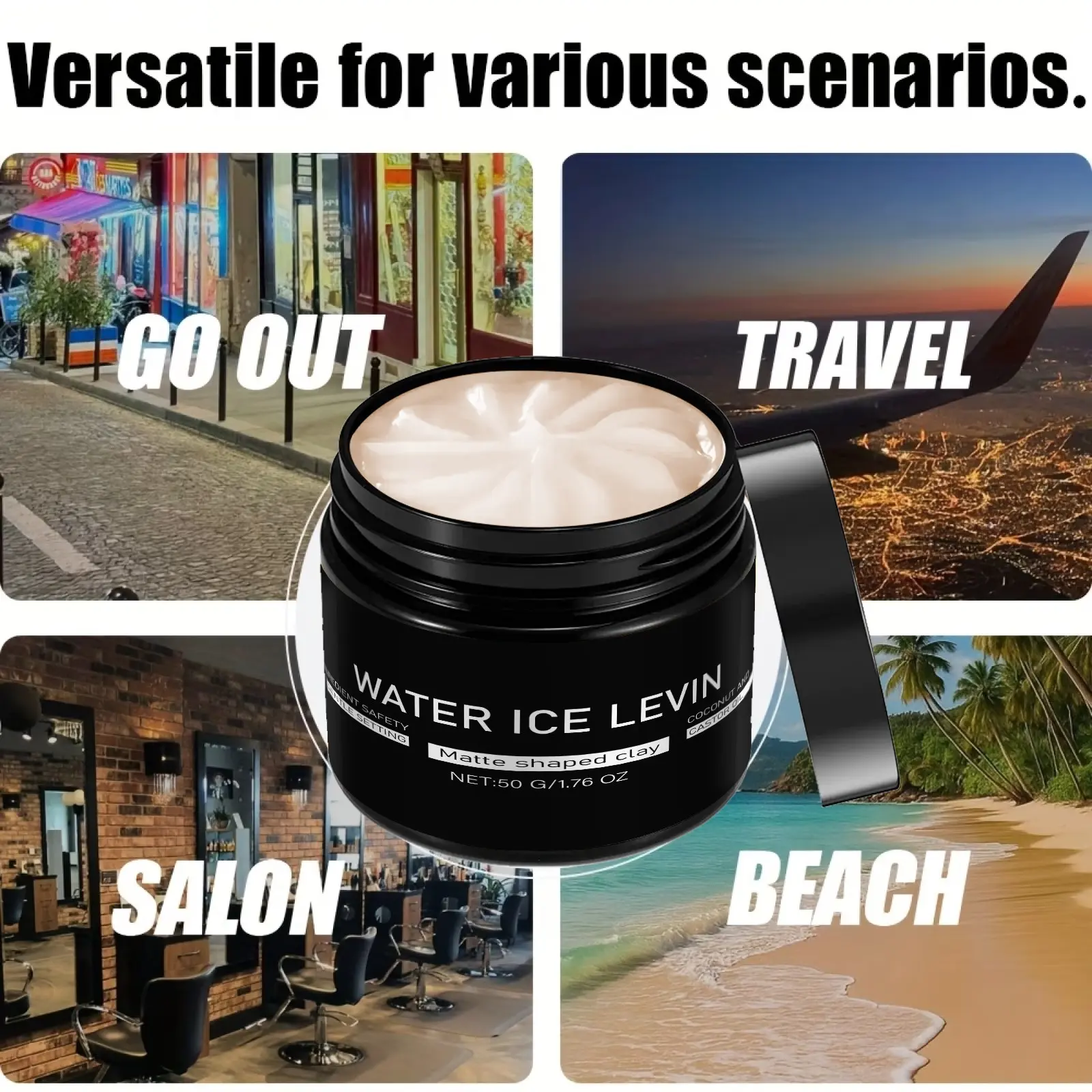 Levin Ice Sensation Curling Gel 50g/1.76oz, Triple Effect Water-Ice-Gel, Strong Hold, Voluminous, Non-Sticky, Easy to Use, Essential for Men's Styling