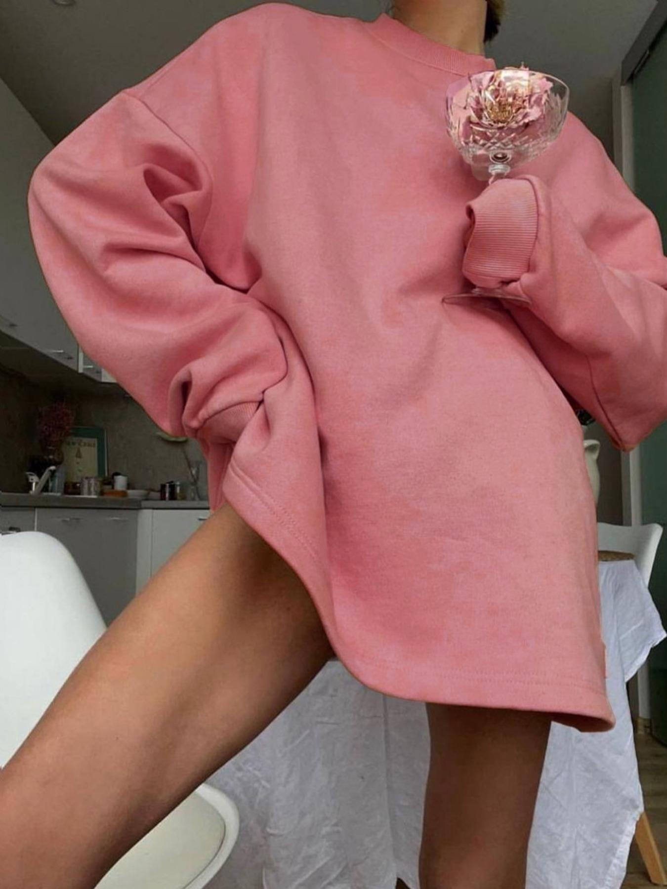 Women's Knitted Autumn Winter Patchwork Round Neck Elegant Casual Long Sleeve Dress, Stylish Fall Fashion, Comfortable and Warm