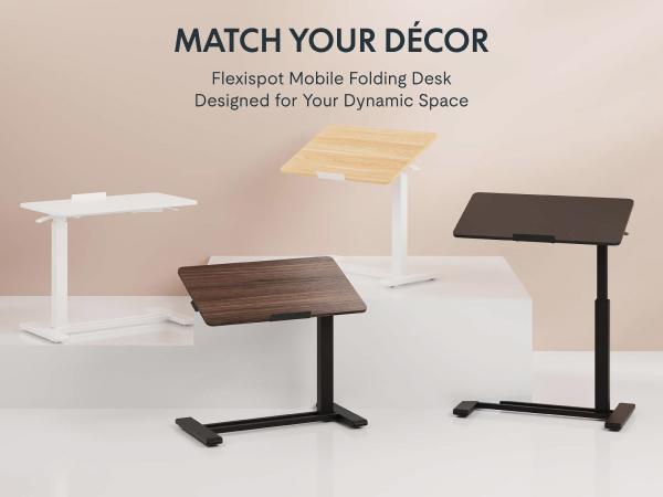 【TikTokShopBlackFriday】FLEXISPOT Mobile Adjustable Overbed Table, Bedside Standing Desk with Wheels, Rolling Laptop & Computer Cart, Portable Workstation for Home, Office, Bedroom, Hospital, Dorm, with Tiltable & Foldable Options