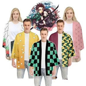 Kimetsu No Yaiba Nezuko Tanjirou Kimono Haori Cloak Cosplay Costume Halloween Adult Child Anime Costumes Cape