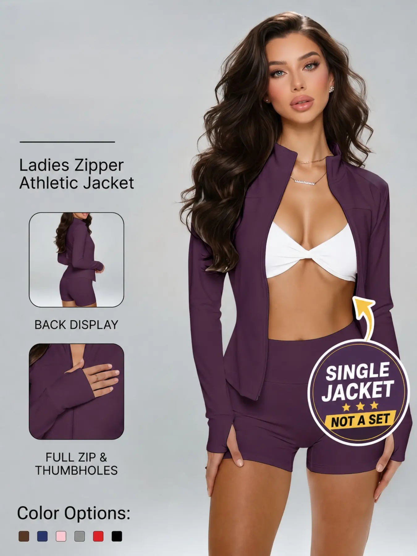 Women's Zipper Yoga Jacket, Slim Fit Short Outerwear, Sporty Plain Design, All Season Comfortable Top for Gym and Home