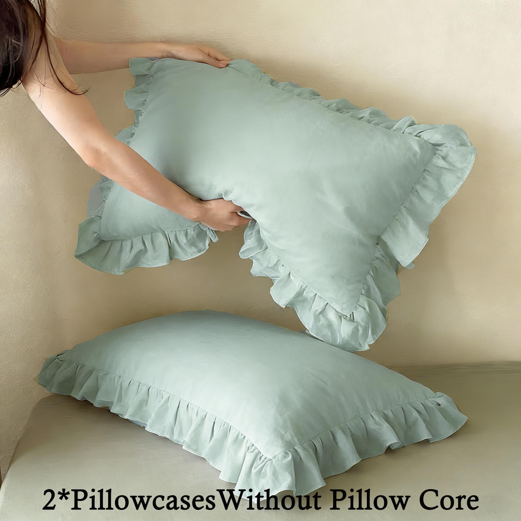 Solid Color Ruffle Pillowcase Set, Crafted with Raffle Detail, includes 2 Pillowcases Without Pillows, Soft and Comfortable Bedding Accessories