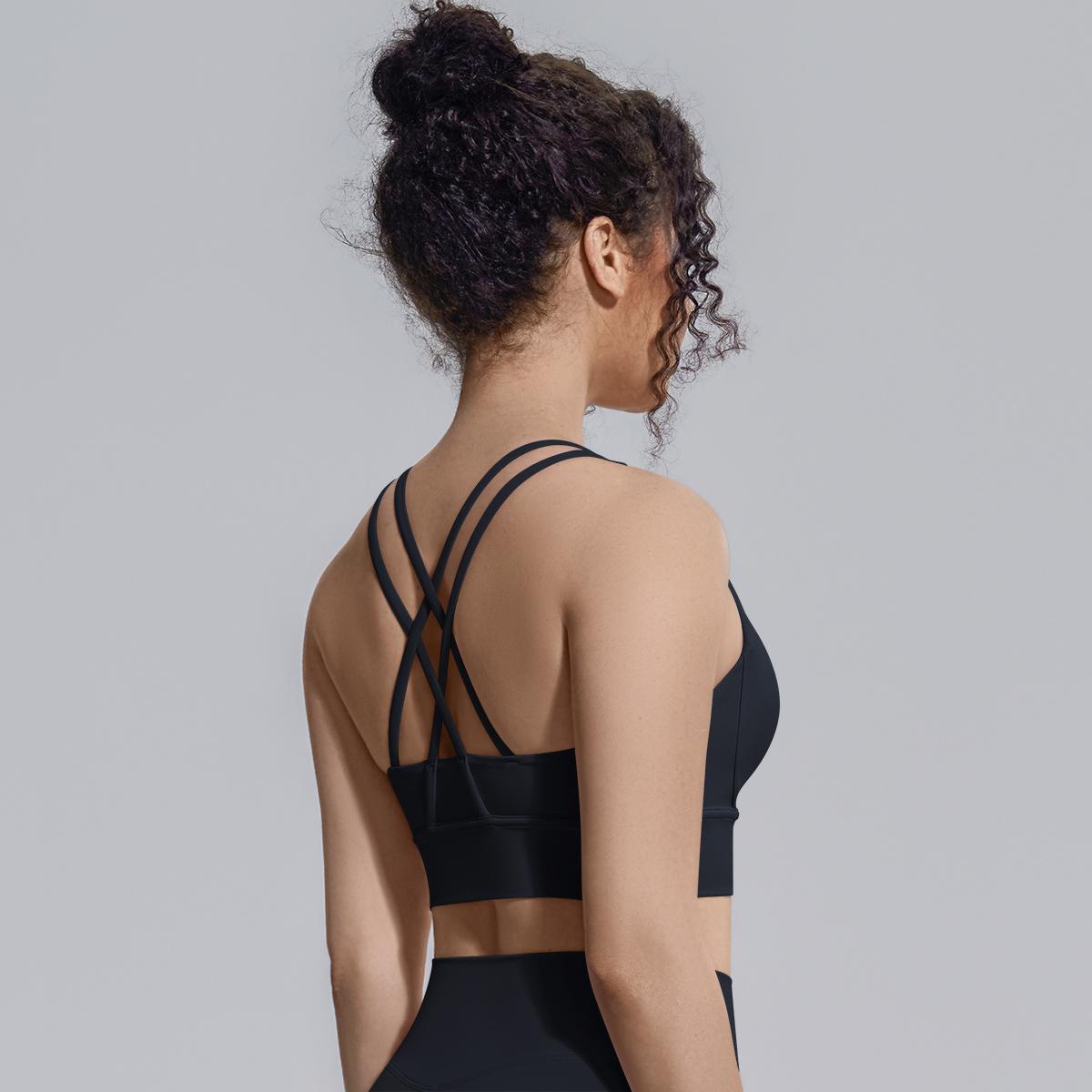 Summer Cross Straps Woman Yoga Bra Shock-absorbing Running Yoga Tank Top with Chest Pad Sexy Beautiful Back Gym Yoga Brassiere