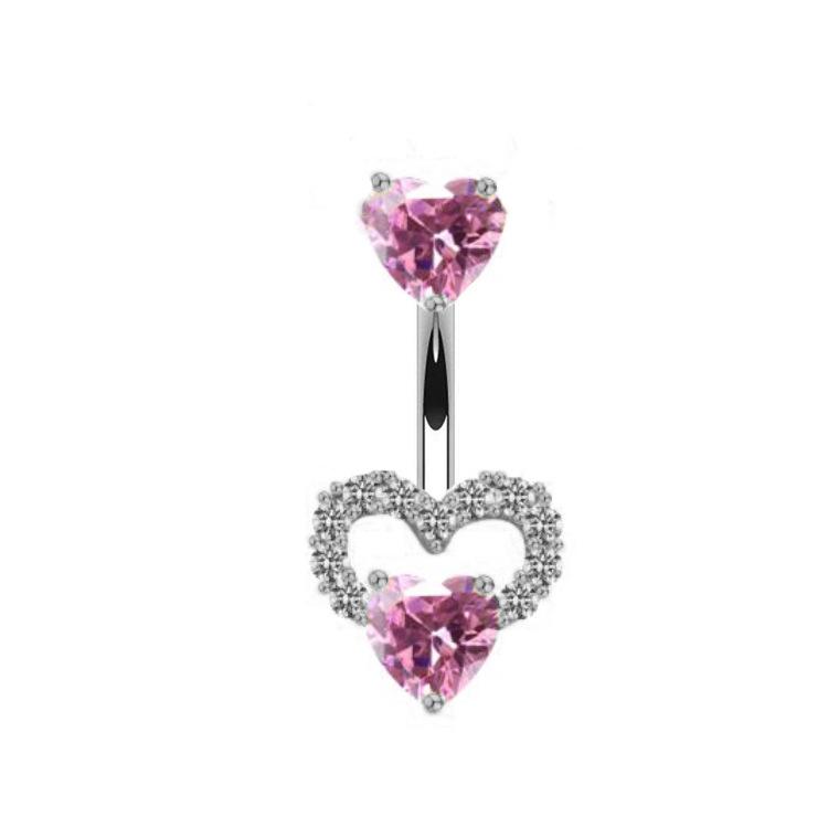 Heart-shaped navel ring, navel stud, navel ornament, water drop pendant, navel ring body piercing jewelry