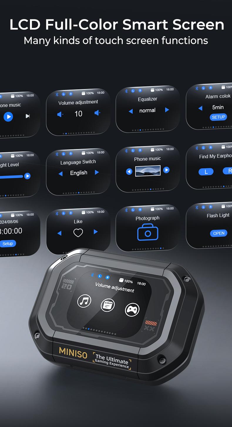 MINISO M98 Wireless Earbuds，headphones Stereo，30H Long Playtime,Built-in Mic Headset,High-quality sound  Earbuds,Headphones Immersive Premium Sound Long Distance Connection Earphones With Charging Box,for Gym Running Workout