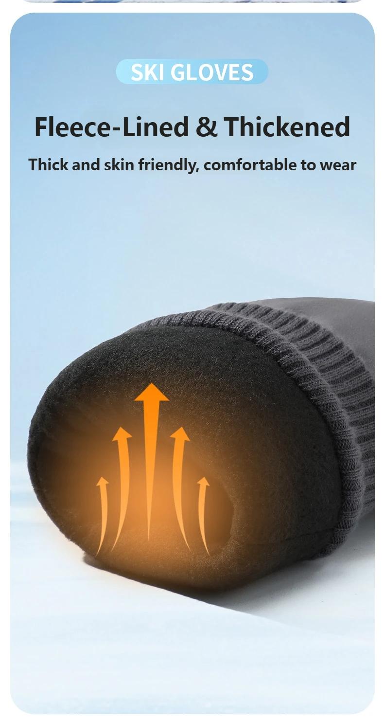 New Snowboarding Gloves Men Windproof Waterproof Non-Slip Fleece Outdoor Professional Five-Finger Warm Gloves Women