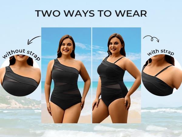 Aqua Eve Plus Size One Piece Swimsuit for Women Tummy Control Bathing Suits One Shoulder Swimwear Aqua Eve Plus Size One Piece Swimsuit for Women Tummy Control Bathing Suits One Shoulder Swimwear