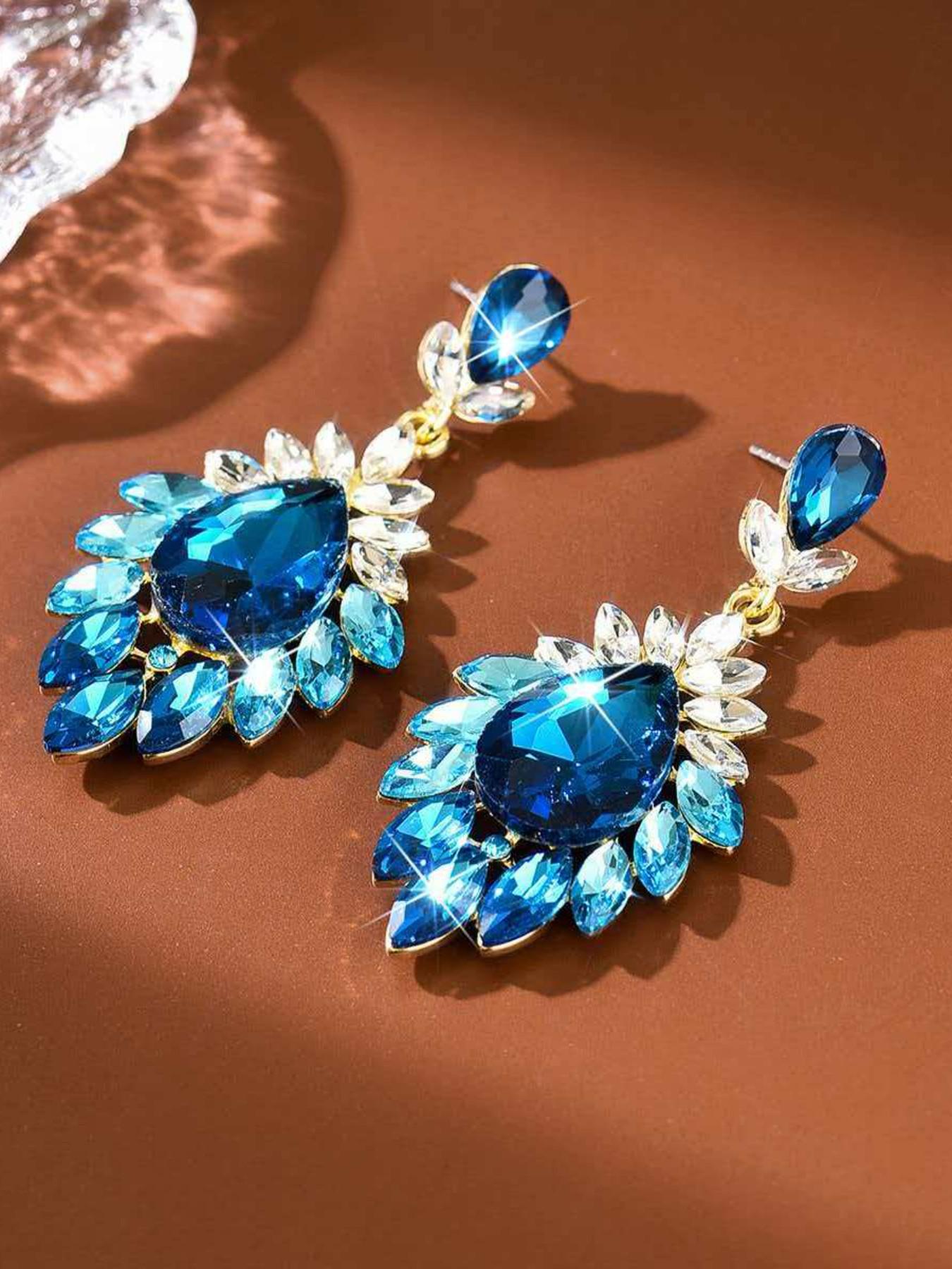 Luxury Crystal Statement Earrings, Bling Drop Dangle Rhinestone Earrings, Vintage Elegant Party Wedding Prom Jewelry for Women, Gift Idea