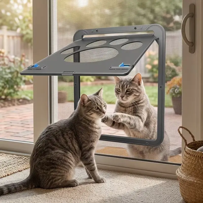 New Multi-Functional Indoor Outdoor Pet Door, Made of Abs and Nylon Mesh, Mosquito Proof, UV Resistant, Home Pet Passage