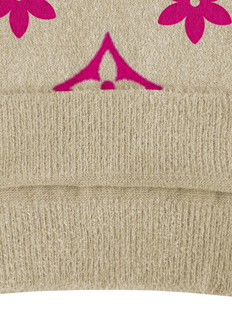 Women's Butterfly Geometric Pattern Knit Sweater, Casual Long Sleeve Top for Fall & Winter, Comfortable and Warm Daily Wear