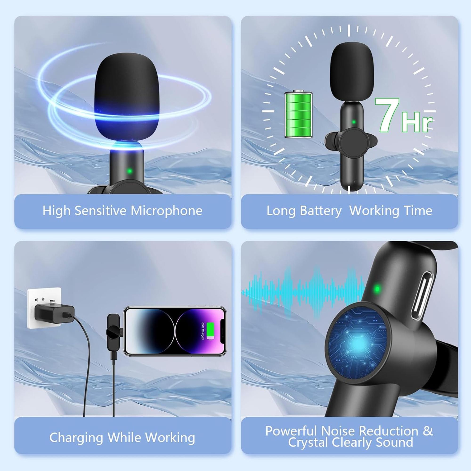 Portable Wireless Lavalier Microphone – Professional Lavalier Wireless Microphone Kit for IPhone 15 16 and Android Phones, Plug and Play Design, Live Streaming Mic, Podcast Recording Mic, Suitable for Vlogging, Interviews and Content Creation