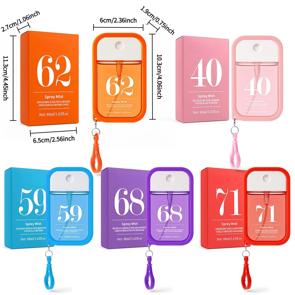 5 Scented Perfume Sprays 48ML Portable Keychain Perfume Unisex Long-Lasting Fresh Body Spray, Non-Toxic Liquid, Recyclable, Fragrance Long Lasting