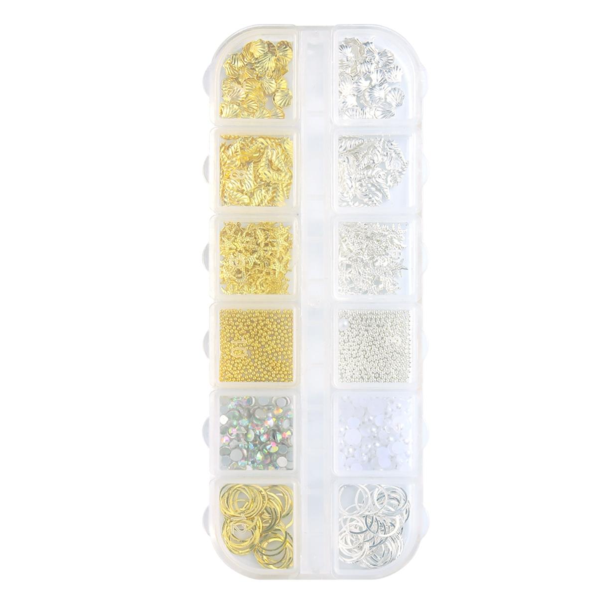 Summer Beach Style Nail Art Accessories, 3D Metal Rivets, Starfish, Shell, Seashell Shapes, Pearl, Caviar Beads, DIY Nail Decoration