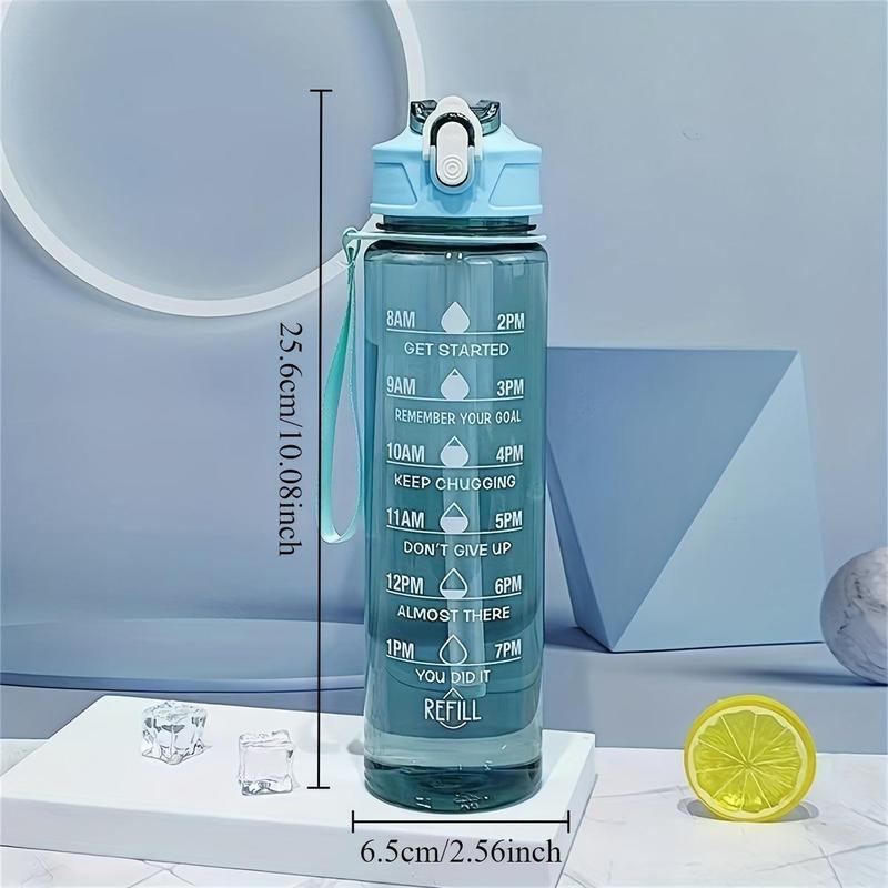 Time Marked Water Cup, Outdoor Sports Clear Water Bottle with Straw, Medium Size Transparent Drinking Cup for Hydration, Portable Sports Bottle