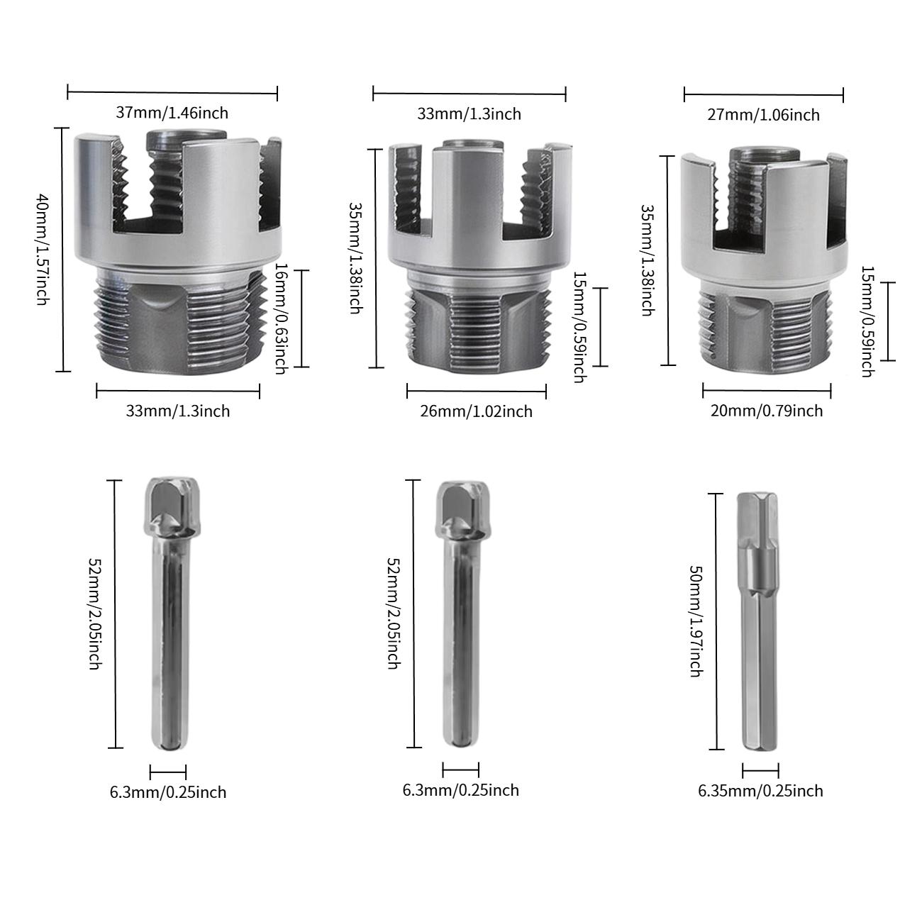 3-Piece Pipe Thread Tool Set, Strong Tools for Internal & External Threads, Compatible with Drills, Ideal for PVC & Plastic Pipes