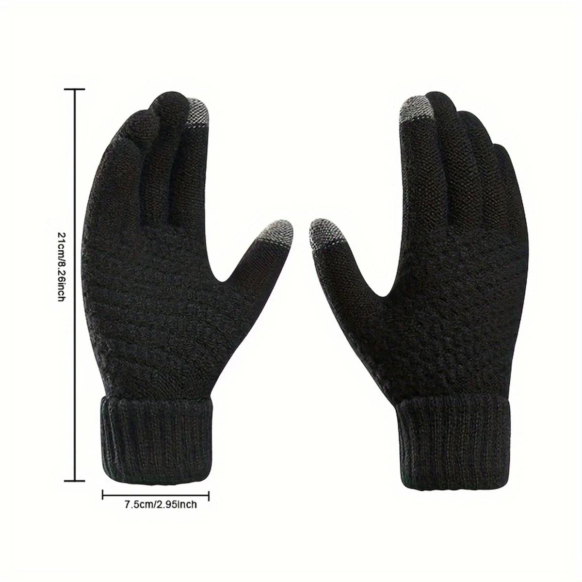 1 Pair of Touchscreen Thermal Gloves, Suitable for Winter Outdoor Skiing, Cycling and Other Scenarios, Fleece - Lined for Cold Protection and Touchscreen Compatible