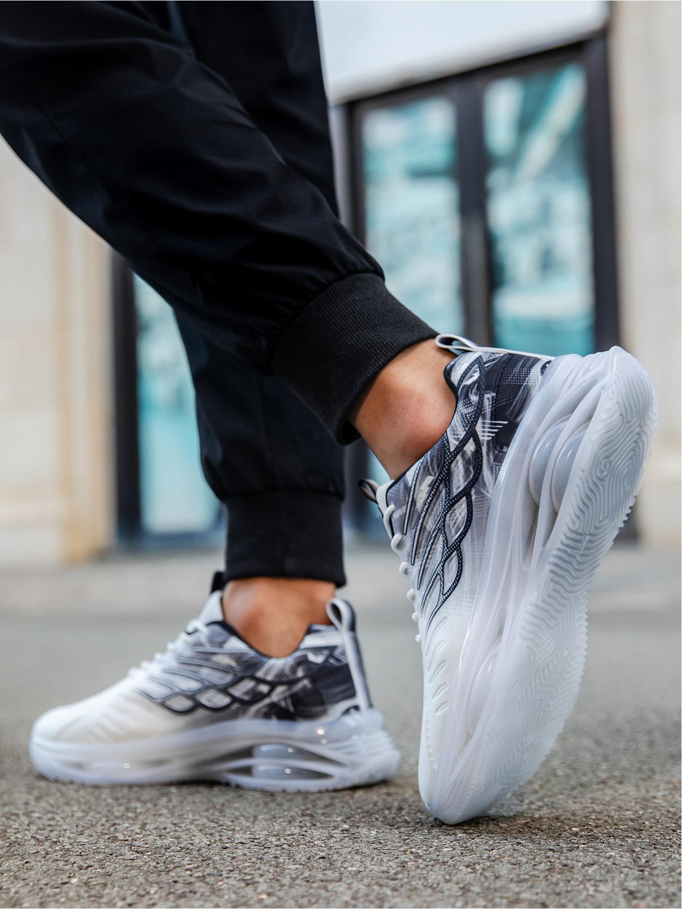 Men's Lightweight Rebound Air Cushion Running Shoes: Breathable Mesh Material, All-Day Standing Comfort Training Sneakers