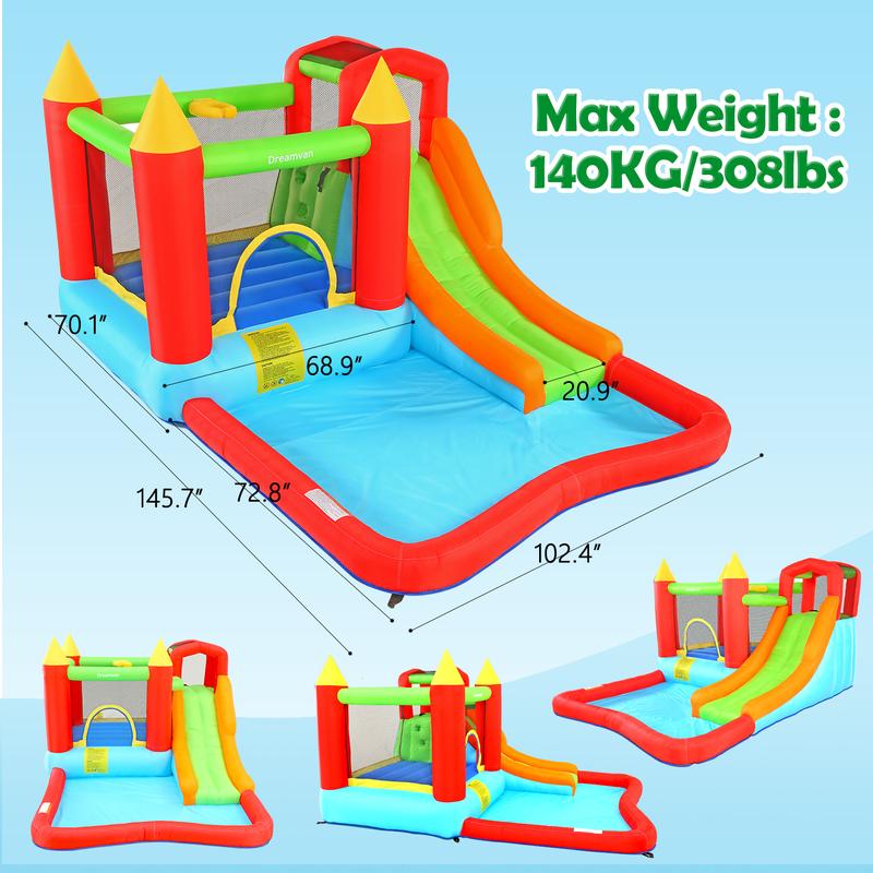 AKEYDIY Bounce House, Inflatable Bounce Castle with Blower for Kids 3-10,Outdoor Indoor Bouncy House Water Park for Backyard with Slide, Climbing Wall, Ball Pit, Jumping Area (146" x 103" x 73"),dealsforyoudays AKEYDIY Bounce House, Inflatable Bounce Castle with Blower for Kids 3-10,Outdoor Indoor Bouncy House Water Park for Backyard with Slide, Climbing Wall, Ball Pit, Jumping Area (146" x 103" x 73"),dealsforyoudays