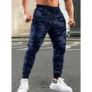 Fashion Men's Camouflage Ankle-Tied Joggers, Vintage American Street Style Casual Long Pants, All-Season Outdoor Sports Trousers for Running Fitness Hiking Daily Travel