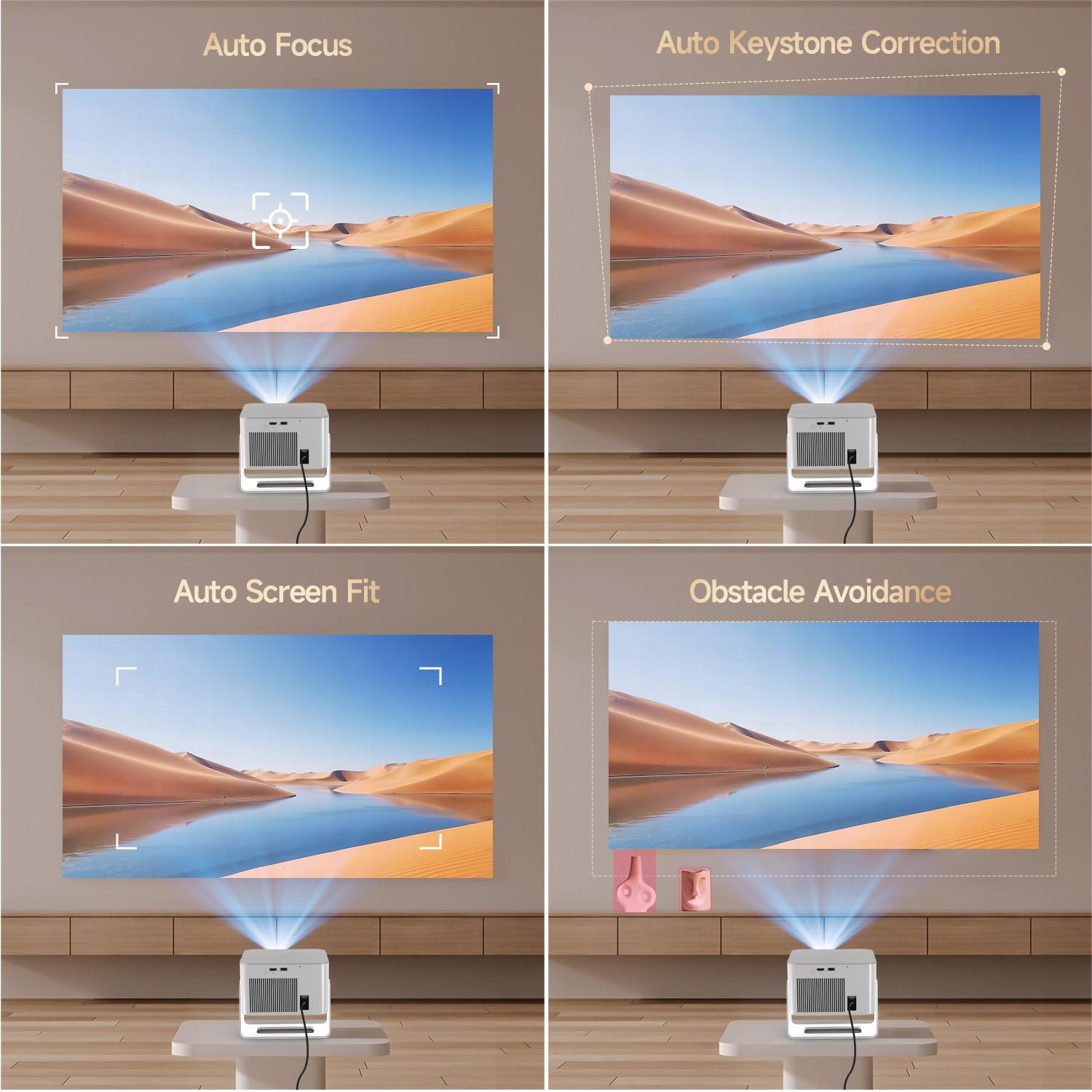 [US warehouse] Magcubic HY350MAX Projector 900ANSI Auto Focus 8K Decode Android 14 Allwinner H726 Built-in 15W HiFi Speaker Dual WiFi6 BT5.4 Native 1080P 1.0:1 short Throw Portable Smart Projector For Home Cinema Movie Night, Gift, Black Friday