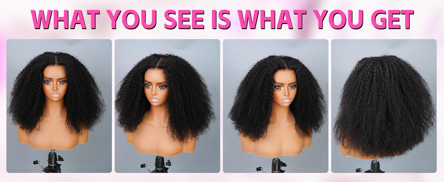 Afro Kinky Curly Glueless Wig 5x5 Bleached Knots Wear Go Wig Pre Cut HD Lace Front Wig 100% Kinky Curly Human Hair Wigs For Women