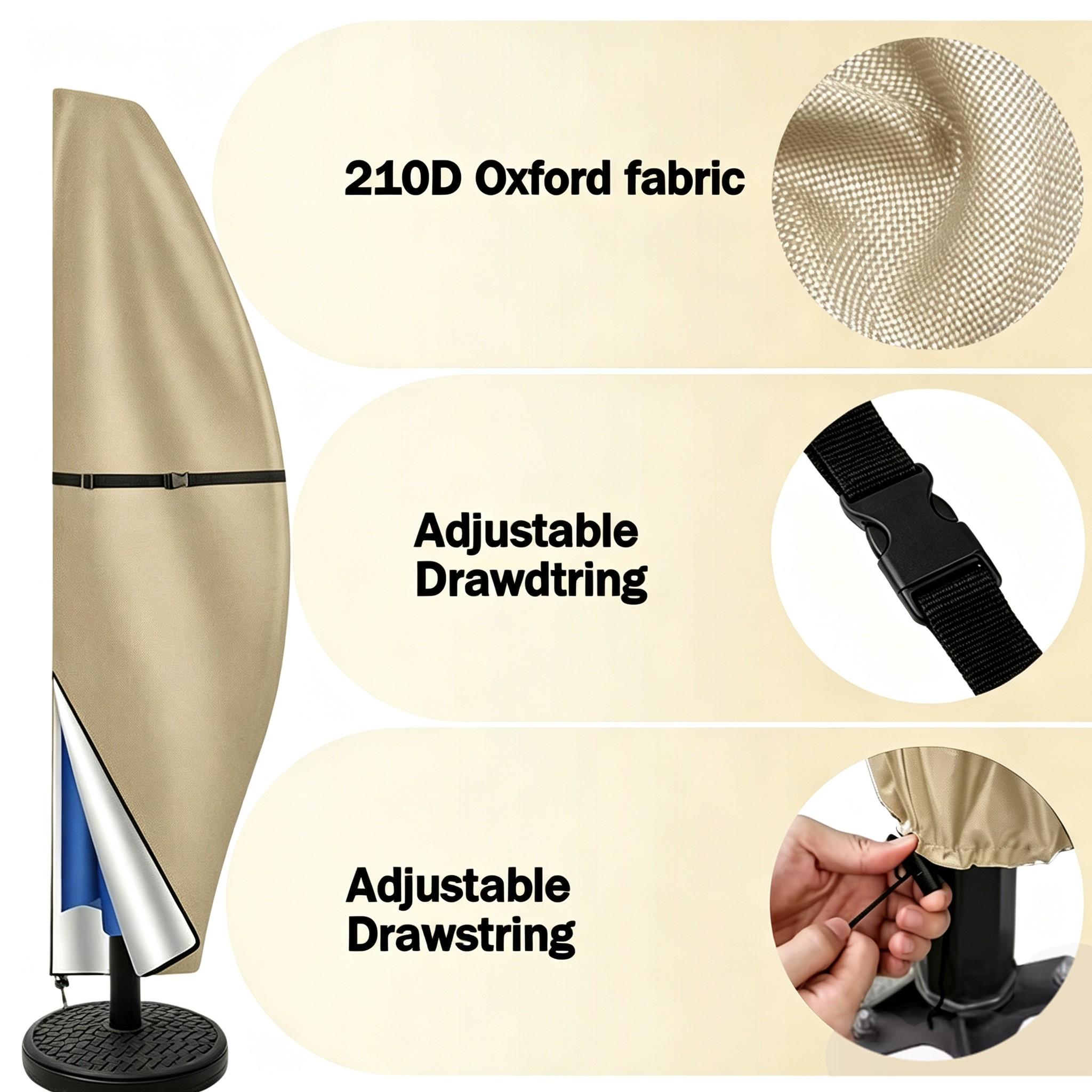 Patio Umbrella Cover 80-110inch | Heavy Duty Oxford Fabric, Zipper & Drawstring | All Weather Protection | 4 Colors