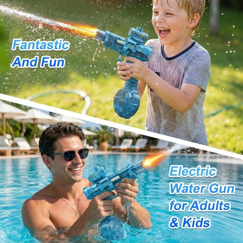 Electric Toy Water Gun with LED Light, Summer Fun, Perfect Father's Day Gift, Large Capacity Continuous Shooting, Outdoor Pool Party Play