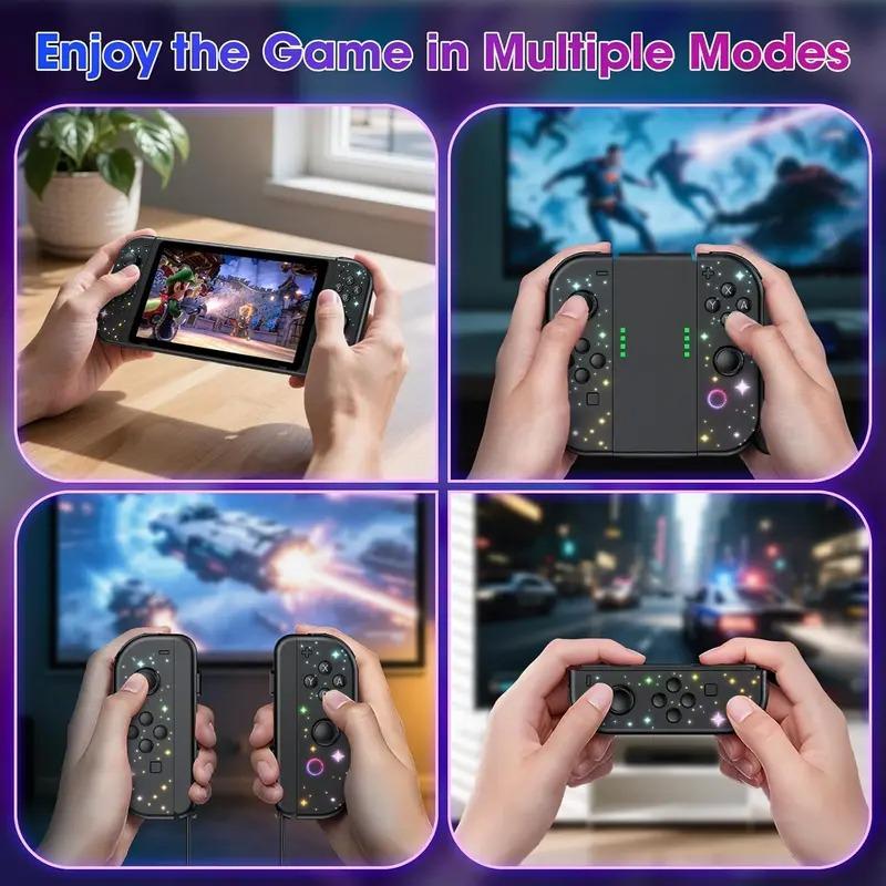 Wireless Controller Compatible with Switch Lite Oled, Wireless Gaming Controller, Dual Vibration Function Replacement Controller, Cool Wake-Up Switch Accessory, Handheld Gamepad