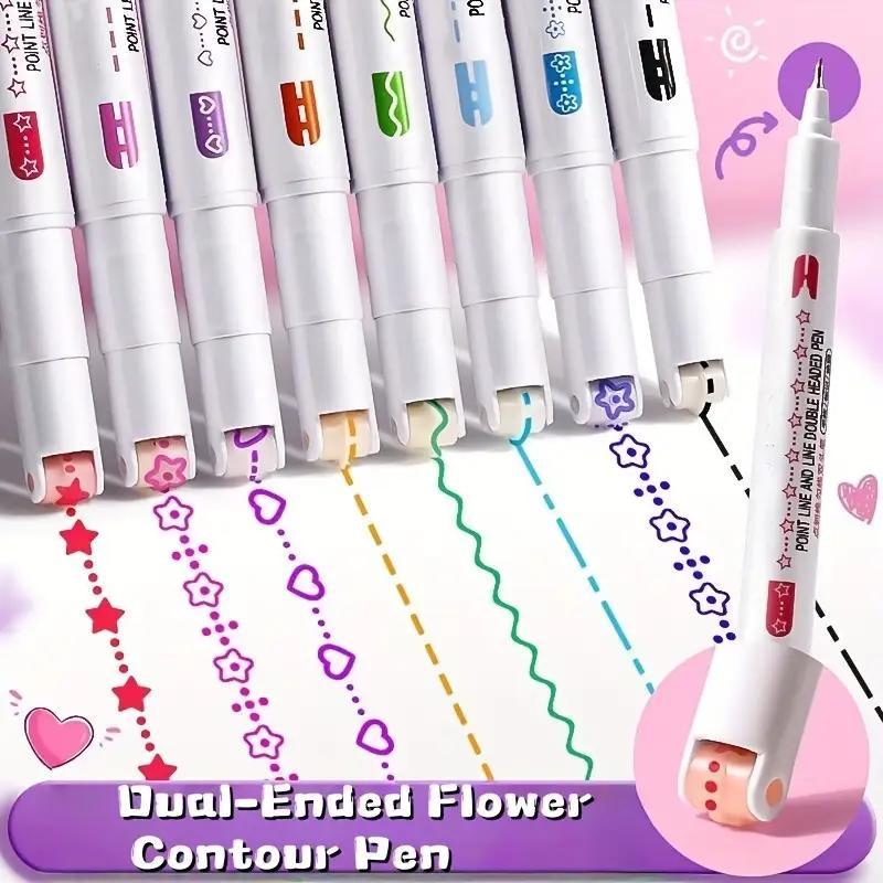 Journal Deco Must - Have 🌸 Curved Floral Roller Pens - Border Pens for Creative Handwriting & Layouts