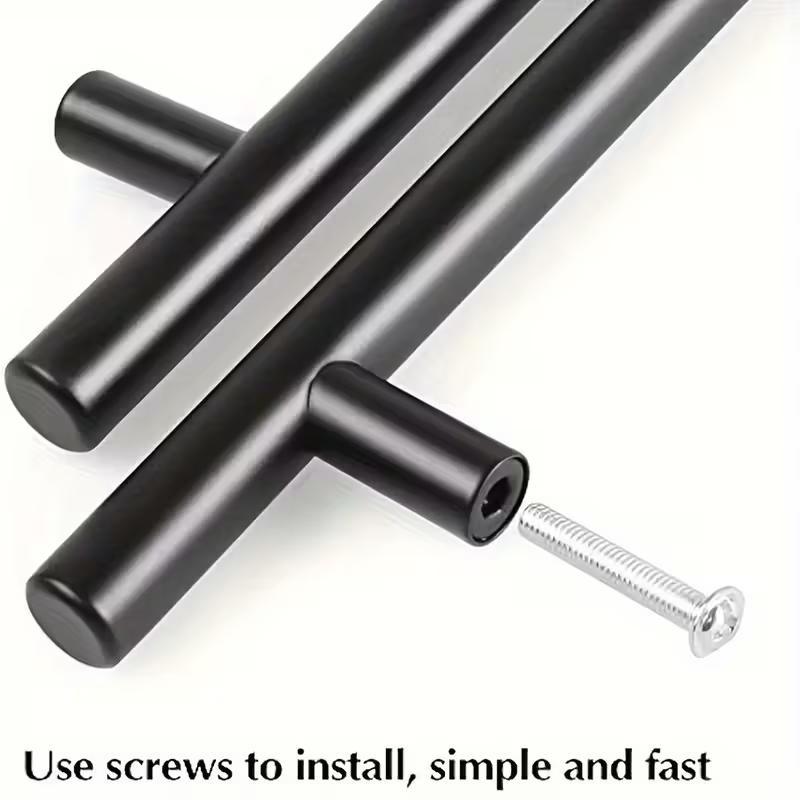 30pcs Modern T-Type Cabinet Handles, Brushed Silver Stainless Steel, Polished Kitchen and Home Furniture Drawer Pulls, Includes Installation Hardware