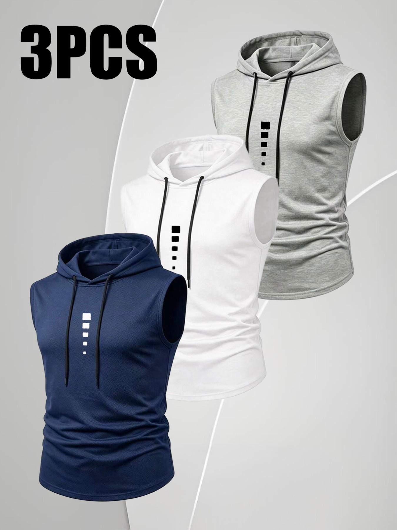 Men's Summer Lightweight Sport Running Fitness Sleeveless Vest, Fashion Casual Outdoor Hooded Top, Breathable and Comfortable Design, Workout Sports Vest
