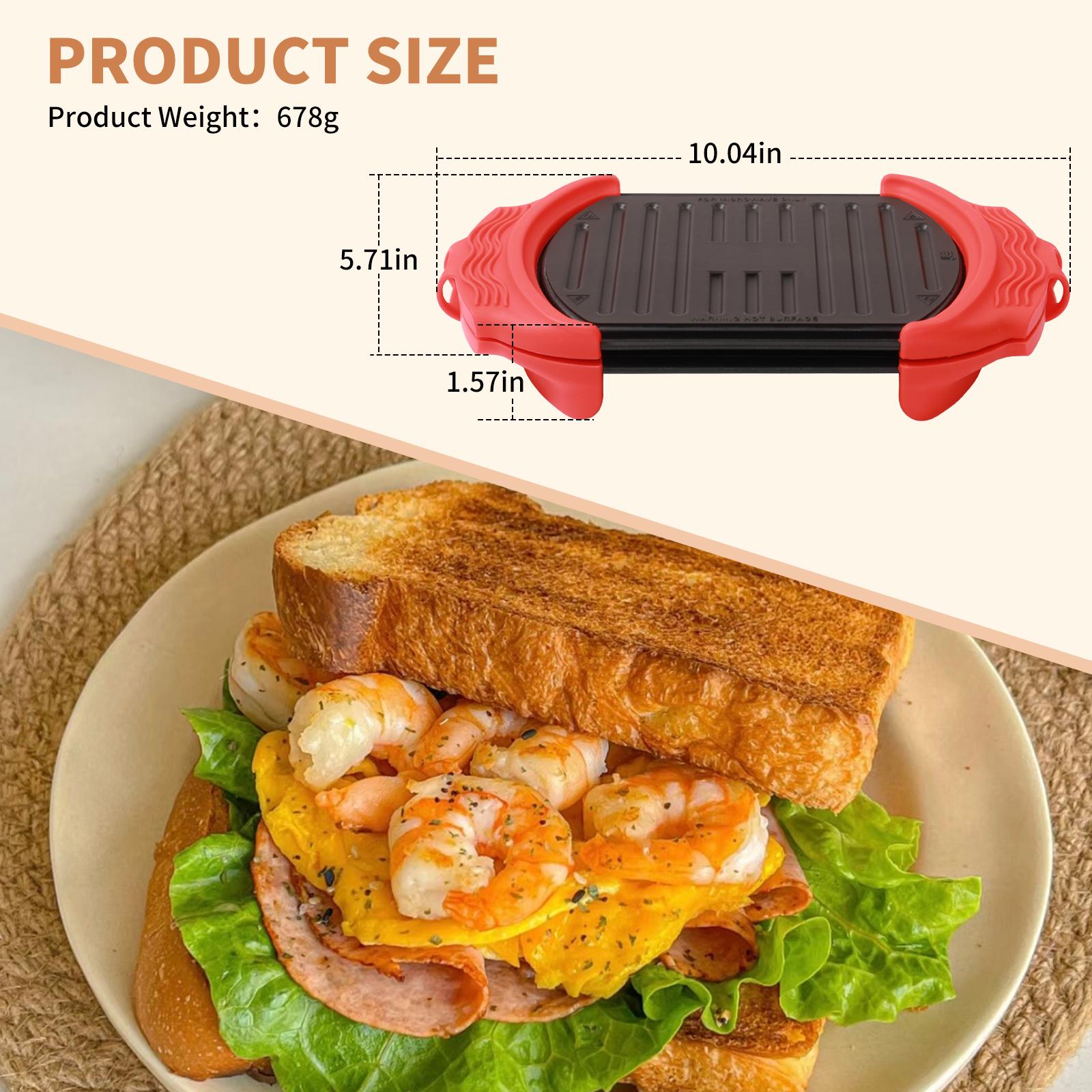 Adjustable Microwave Grill Panini Press Machine, Sandwich Toaster Oven, Panini Press for Toasts, Waffles, Sandwiches, Grilled Meat, Toastie Machine