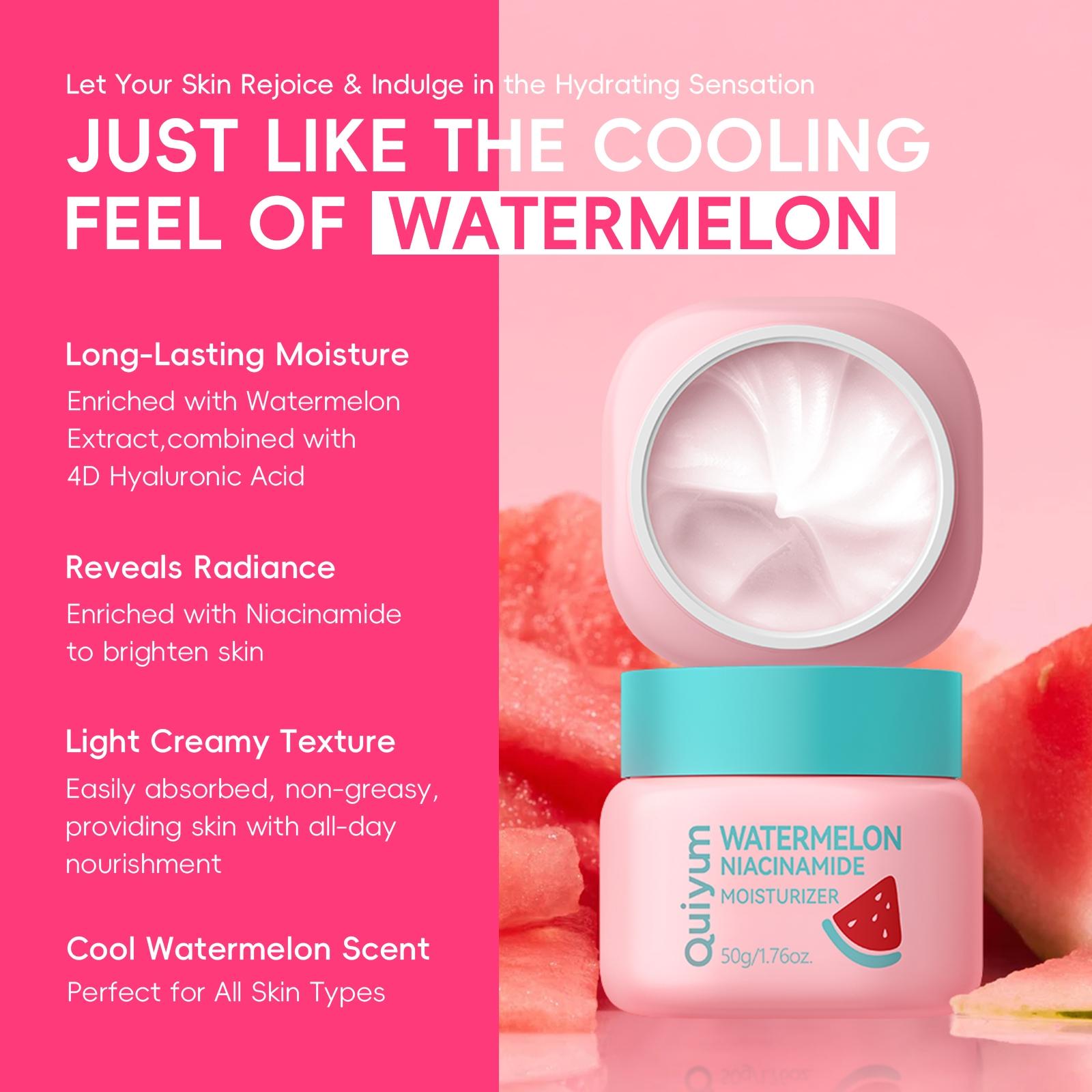 Quiyum Watermelon Skincare Set,  Cleanser & Toner & Serum & Eye Cream & Essence Cream,Mask,Bandeau,Hairpin,Card,Makeup Bag,Moisturizing Skin Care Kit for Women & Girl, Body Care Sets, Best Gift Ideas