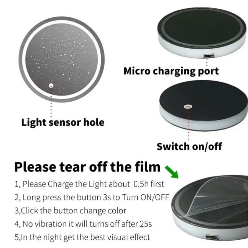 LED Cup Holder Light USB Rechargeable, 7 Color Changing Glow Interior Car Accessory, Non-Slip Cup Tray Ambient Lamp, Teenage Car Parts