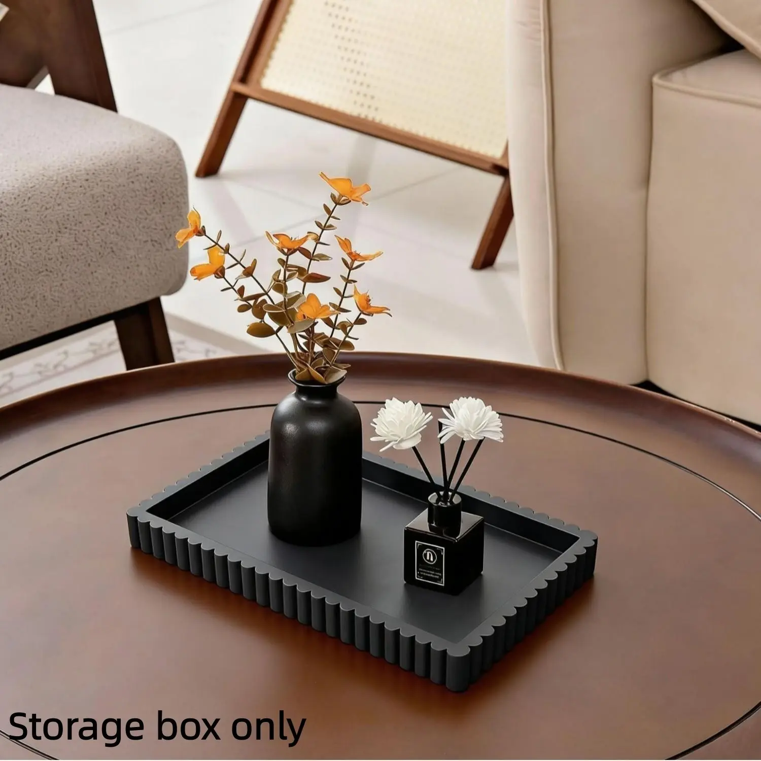 Square Storage Tray Bathroom Organizer for Bathroom Organization, Kitchen, Living Room, Vanity, Key, Cosmetics, Ring Holder, Decorative Edge Design, Bathroom Organizer Supplies