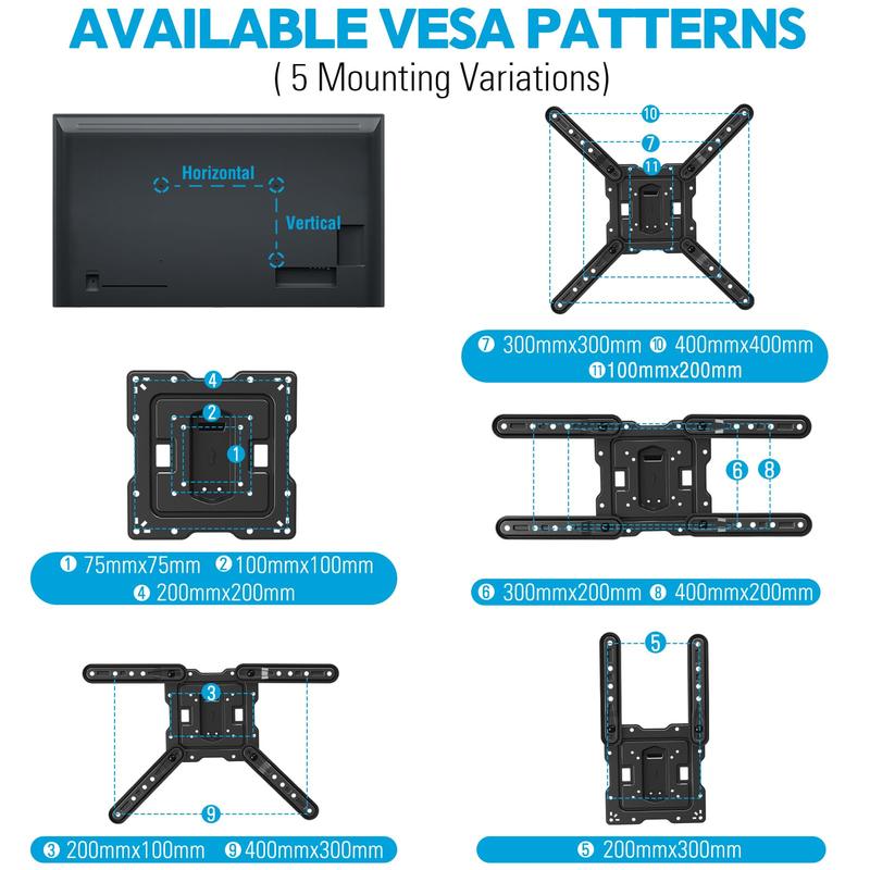 MOUNTUP 26"-60" Full Motion TV Wall Mounts, Swivel, Tilt and Extend TV Mount, for TVs up to 77 lbs, Max VESA 400x400mm, MU0009 tv stand