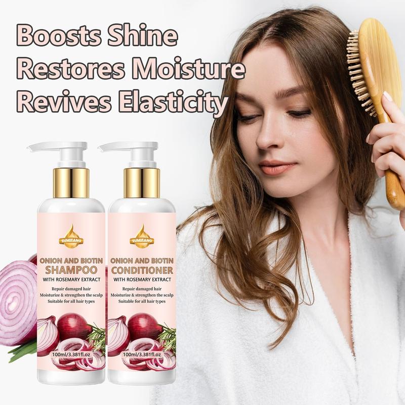 Onion Hair Care Set with Rosemary Extract, Onion, Biotin & Conditioner, Repair Damaged Hair, Nourish & Strengthen, Suitable for All Hair Types, Daily Use Onion Hair Care Set with Rosemary Extract, Onion, Biotin & Conditioner, Repair Damaged Hair, Nourish & Strengthen, Suitable for All Hair Types, Daily Use