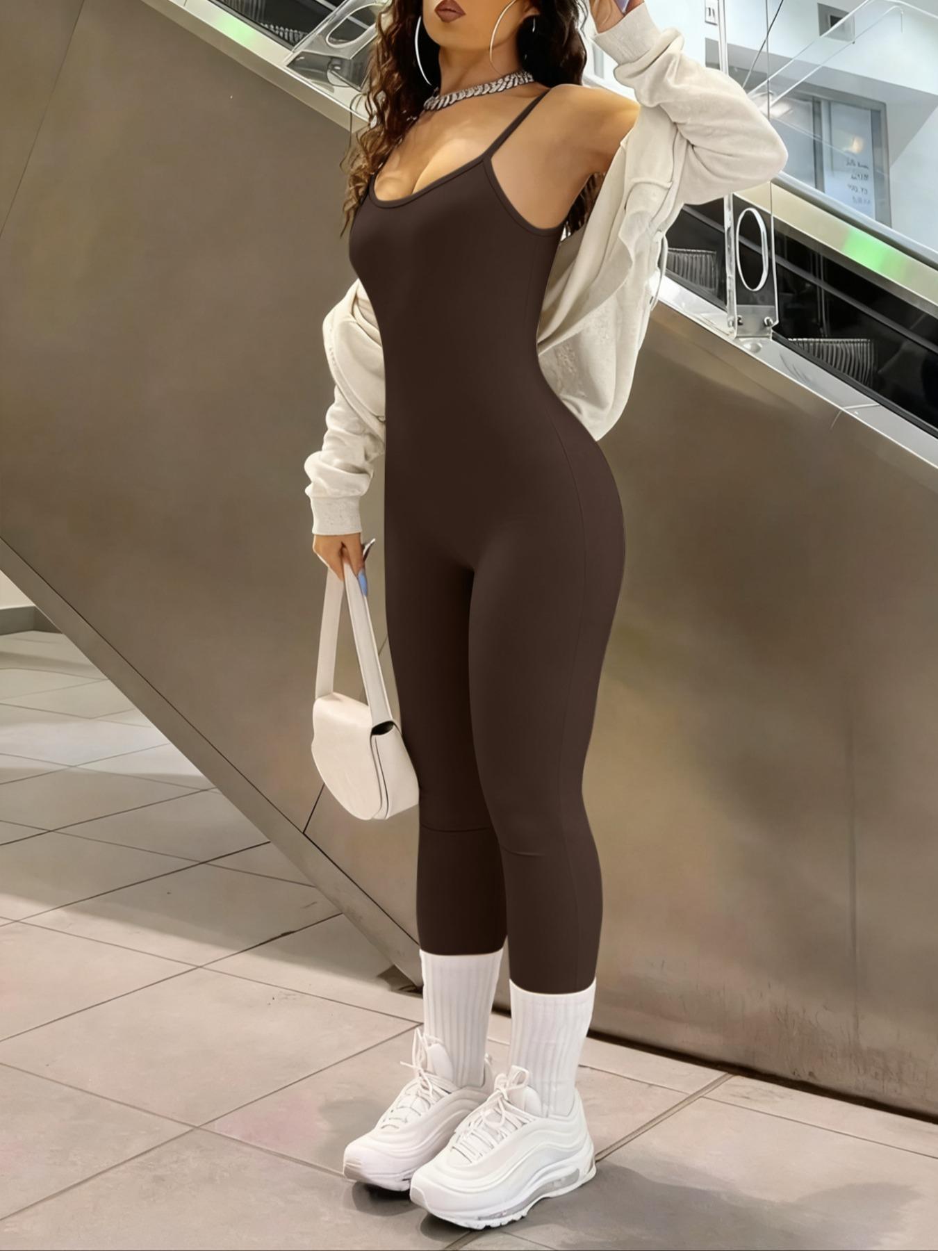 Women's 3-Piece Solid Color Unique Design Tight Fit Comfortable Backless Adjustable Length Jumpsuit Set, Stylish All-Season