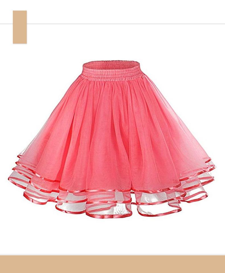 14 Colors Women Petticoat Tutu Underskirts Crinoline 50's Three Layers Ribbon Gauze Tulle Skirt Vintage Bridal Slips Rockabilly