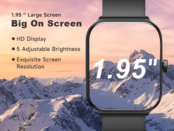 TOOBUR Smart Watch with BT Answer/Make Calls, Smart Voice Assistant, Sleep Tracking, IP68 Waterproof, Step Calorie Activity Tracker, 100 Sports Fitness Tracker, 1.95" Smartwatch for Men Women, Compatible iOS&Android Phones