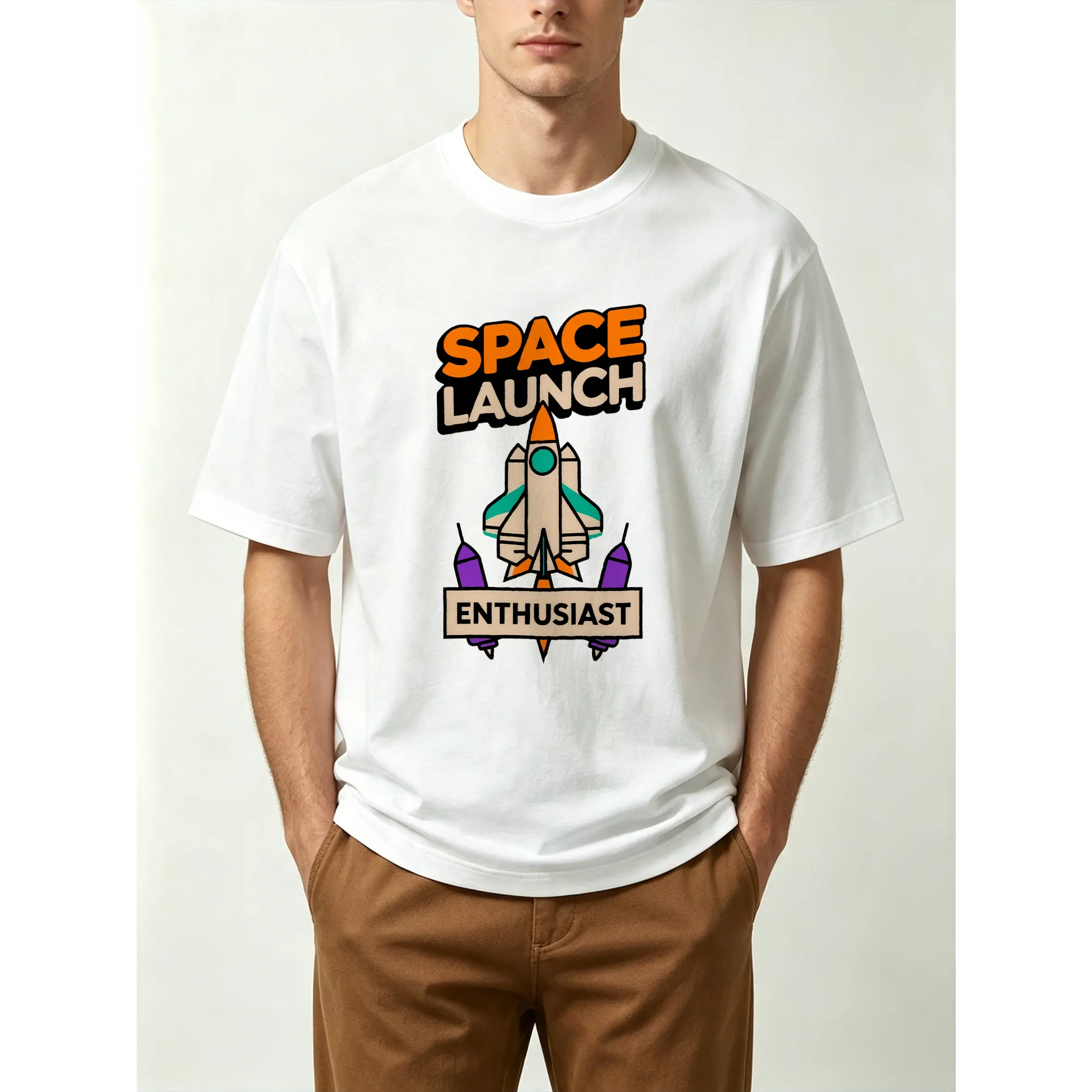 Unisex Crew Neck Space Launch Enthusiast Space Shuttle Rocket Graphic Tee Ultra Breathable Lightweight Smooth Fabric Short Sleeve Outer Space Retro Aesthetic Casual Oversized Top Black White Available For Men Women