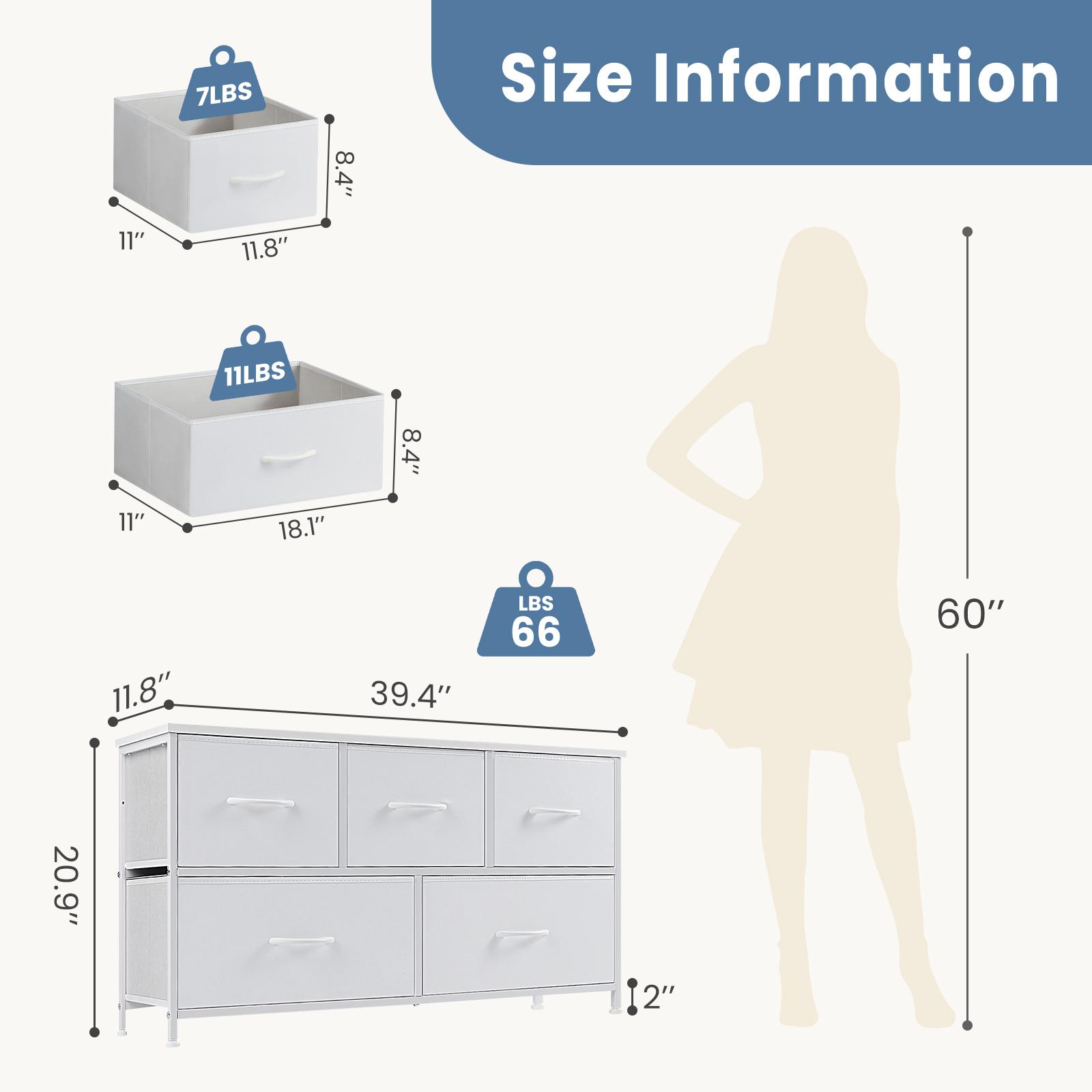 Fabric Storage Cabinet with 5 Drawers | Dressing Table TV Unit with Small Wardrobe for Bedroom & Living Room furniture indoor Organization Aesthetic Modern Design Interior