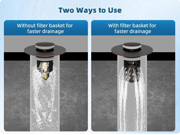 Hibbent All Metal Bathroom Sink Stopper, Pop Up Sink Drain Strainer with Removable Stainless Steel Filter Basket, Universal for 1.1"-2.36" Sink, Brass Bounce Core, Hair Catcher